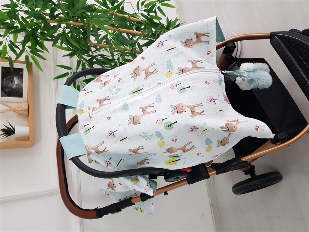 Ceylanlı Çift Katlı Fermuarlı Bebek Puset Örtüsü
