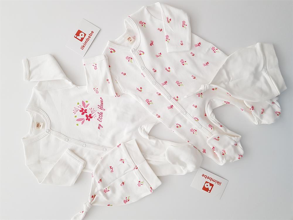 Çiçek Desenli 2li Bebek Tulumu - Kız 2li Tulum