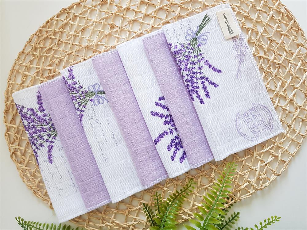 Çiçekli 7li Müslin Bebek Ağız Silme Mendili