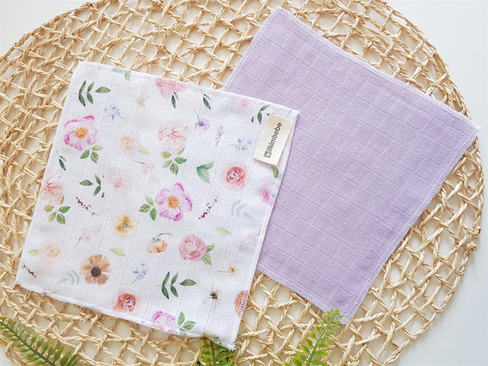 Çiçekli 7li Müslin Bebek Ağız Silme Mendili