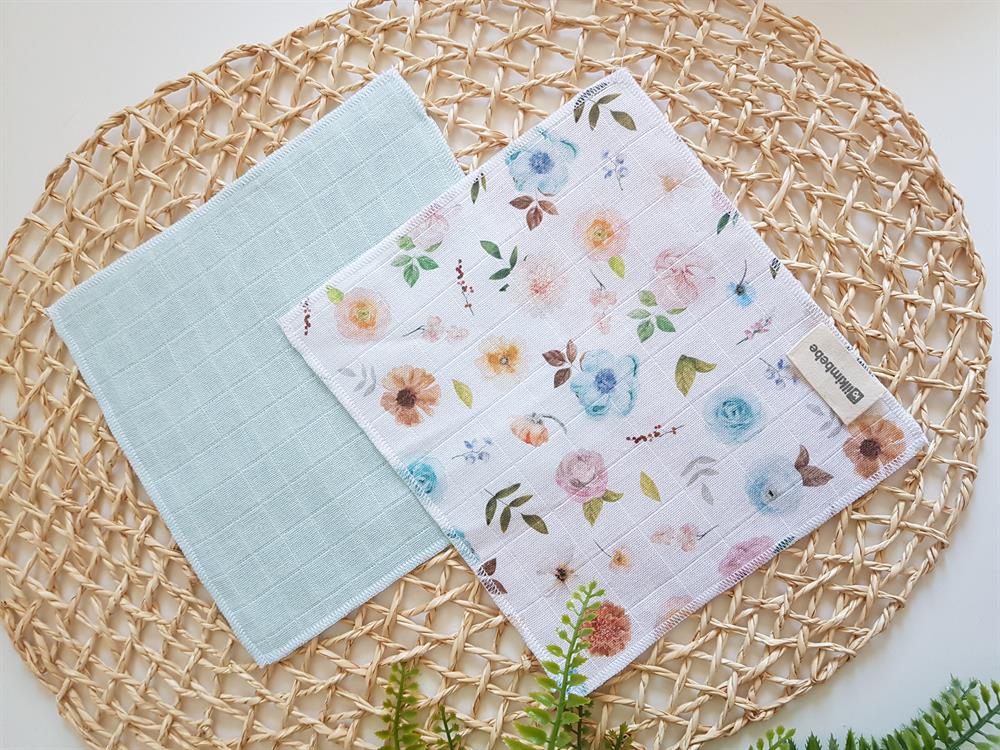 Çiçekli 7li Müslin Bebek Ağız Silme Mendili