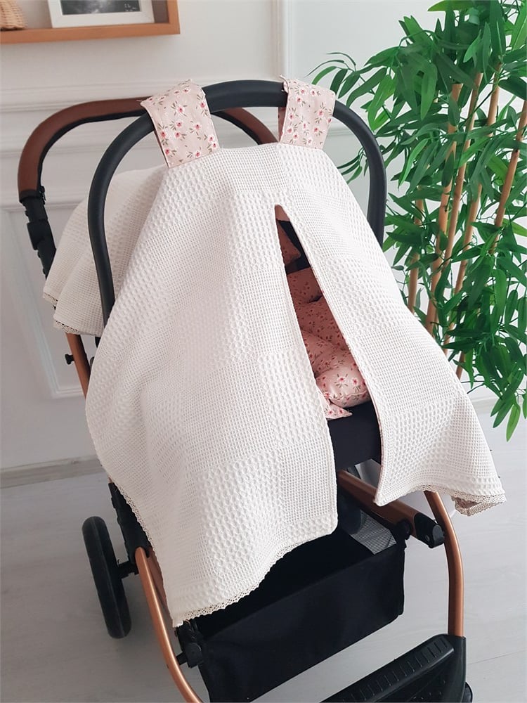Çiçekli Çift Taraflı Puset Örtüsü ve Minderi