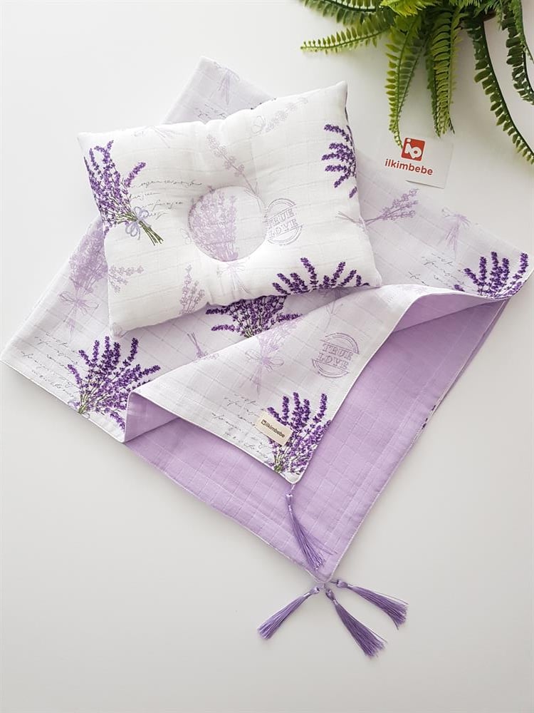 Çiçekli Müslin Bebek Battaniyesi ve Yastık Seti 85x90