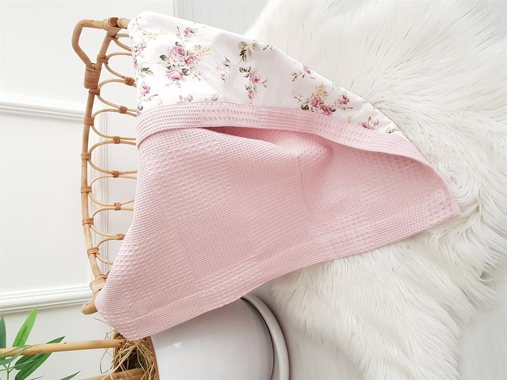 Çiçekli Pikeli Bebek Battaniyesi 85x90