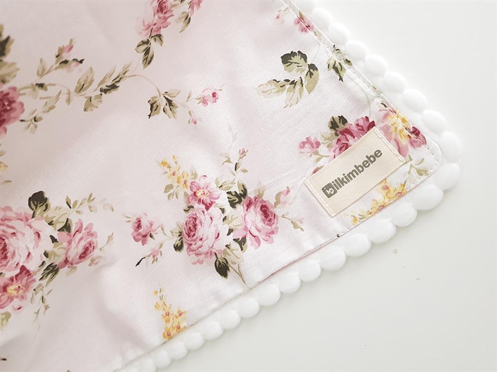 Çiçekli Ponponlu Çift Katlı Bebek Battaniyesi 85x90