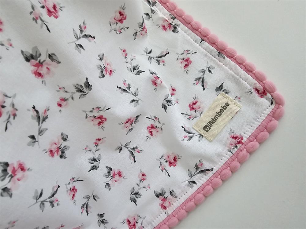 Çiçekli Ponponlu Çift Katlı Bebek Battaniyesi 85x90