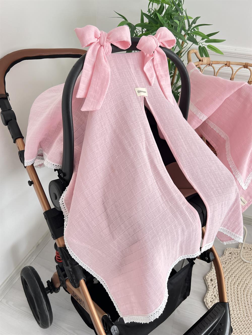 Dantelli Müslin Puset Örtüsü , Çift Kat Müslin Battaniye