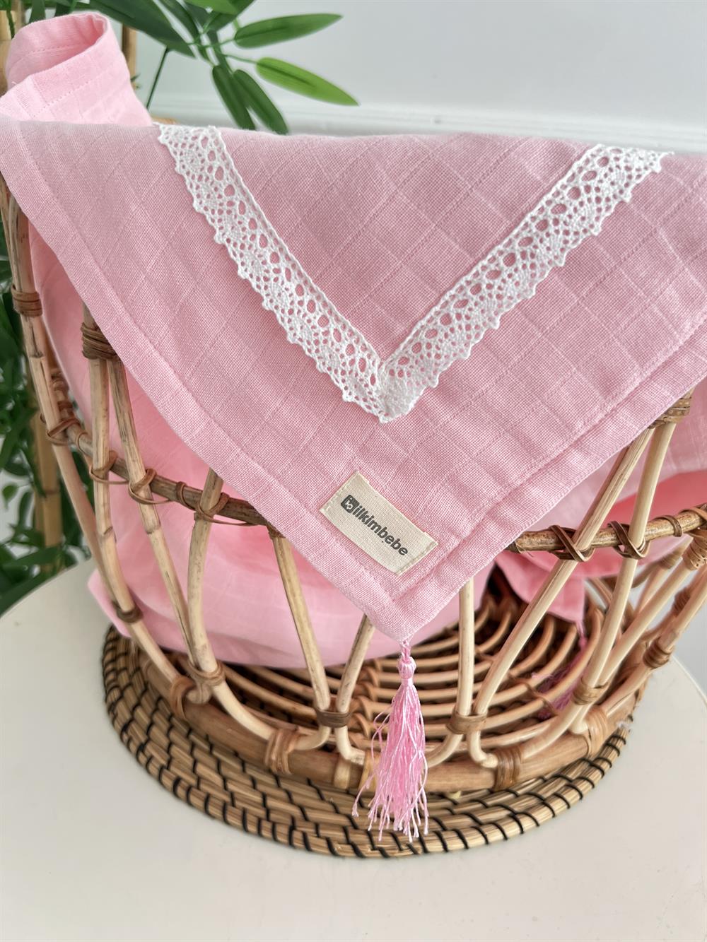 Dantelli Müslin Puset Örtüsü , Çift Kat Müslin Battaniye