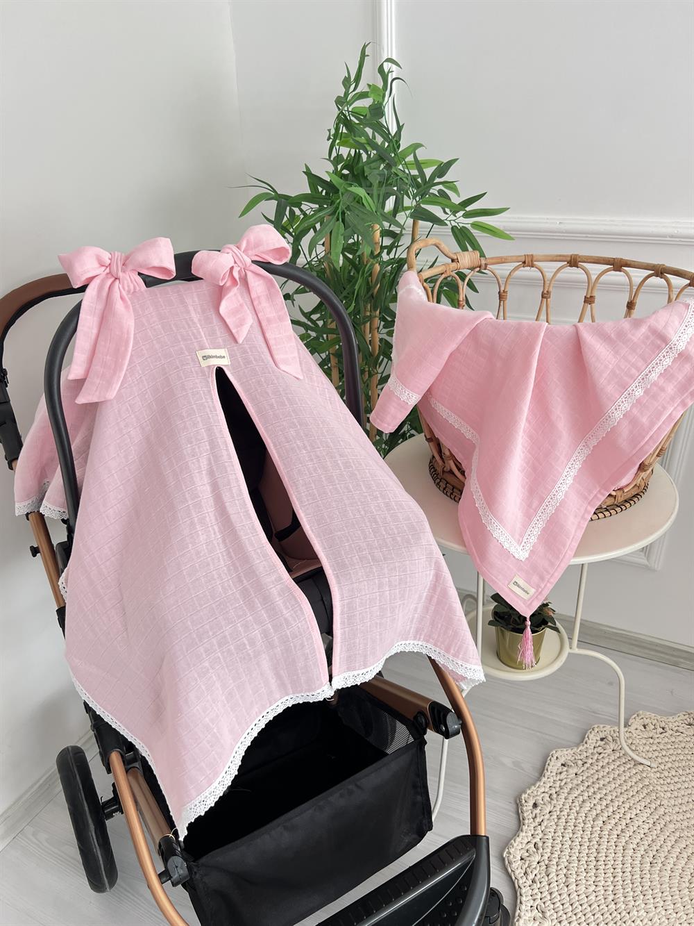 Dantelli Müslin Puset Örtüsü , Çift Kat Müslin Battaniye