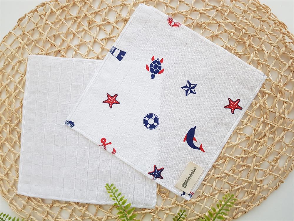 Denizci 7li Müslin Bebek Ağız Silme Mendili