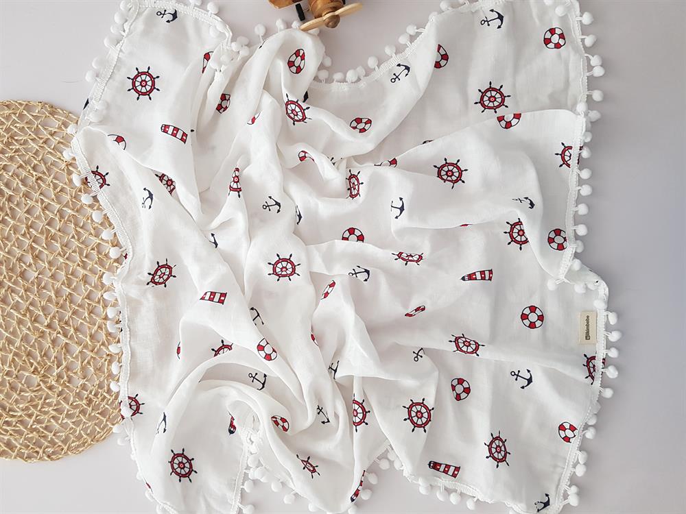 Denizci Müslin Pike 2li Bebek Battaniyesi