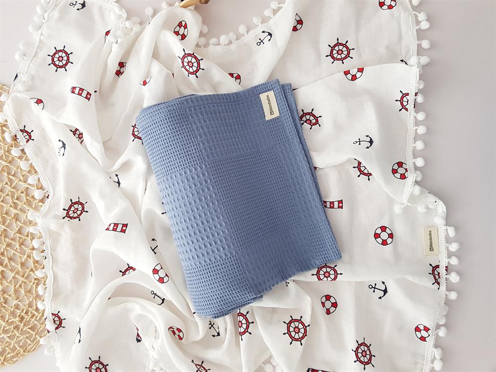 Denizci Müslin Pike 2li Bebek Battaniyesi