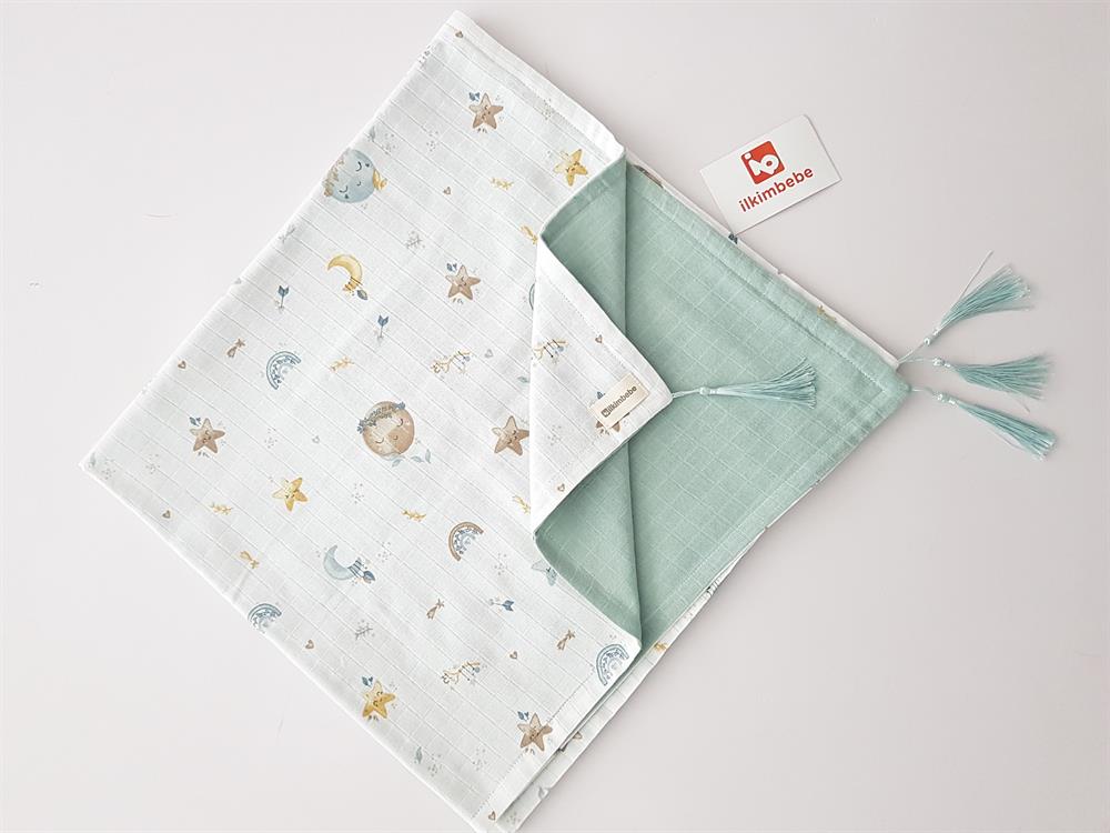 Dolunay Battaniye Müslin Bebek Battaniyesi ve Kulaklı Yastık