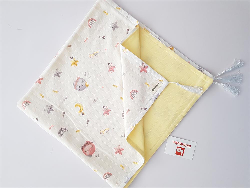 Dolunay Battaniye Müslin Bebek Battaniyesi ve Kulaklı Yastık