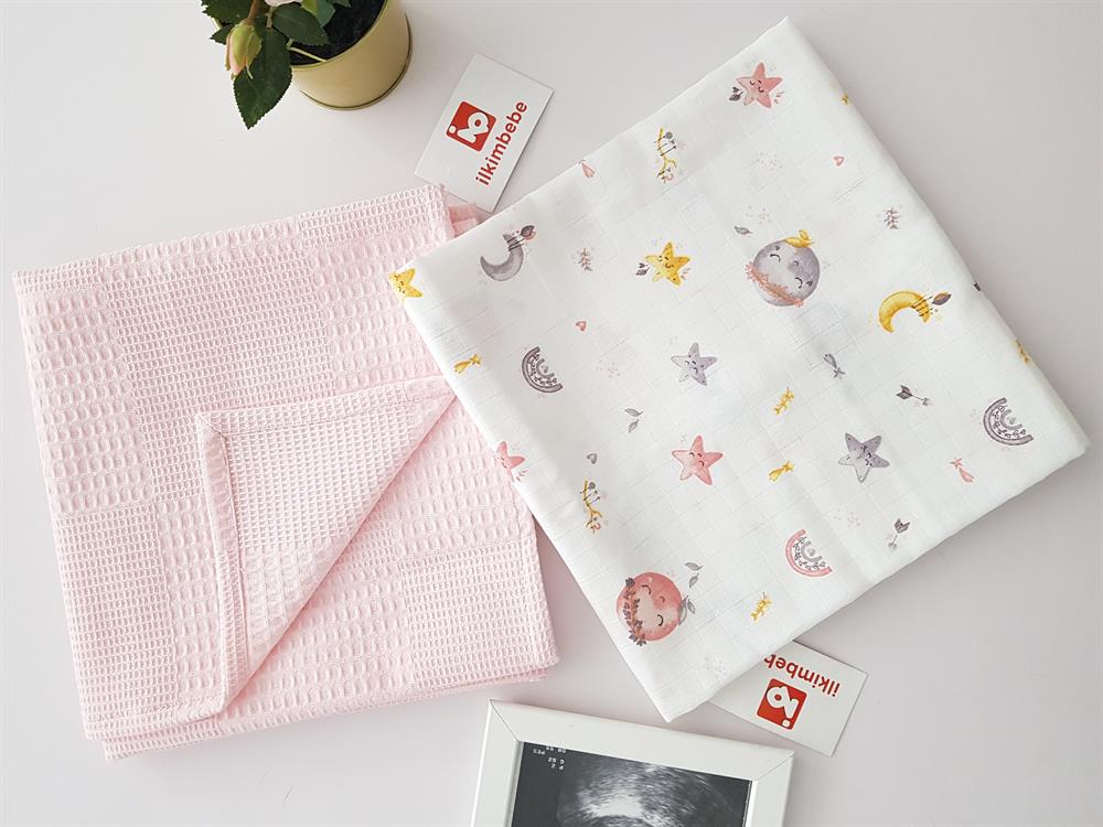 Dolunay Müslin Pike 2li Bebek Battaniyesi