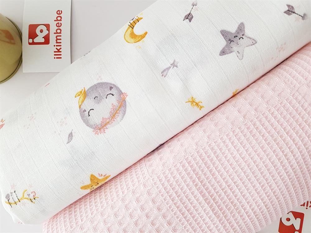 Dolunay Müslin Pike 2li Bebek Battaniyesi