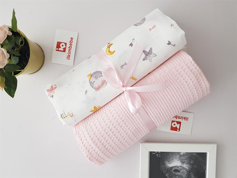 Dolunay Müslin Pike 2li Bebek Battaniyesi