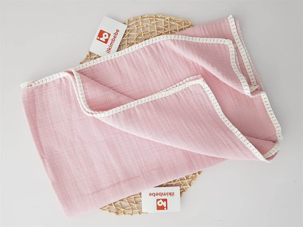 4 Katlı Püsküllü Müslin Bebek Battaniyesi 100x100