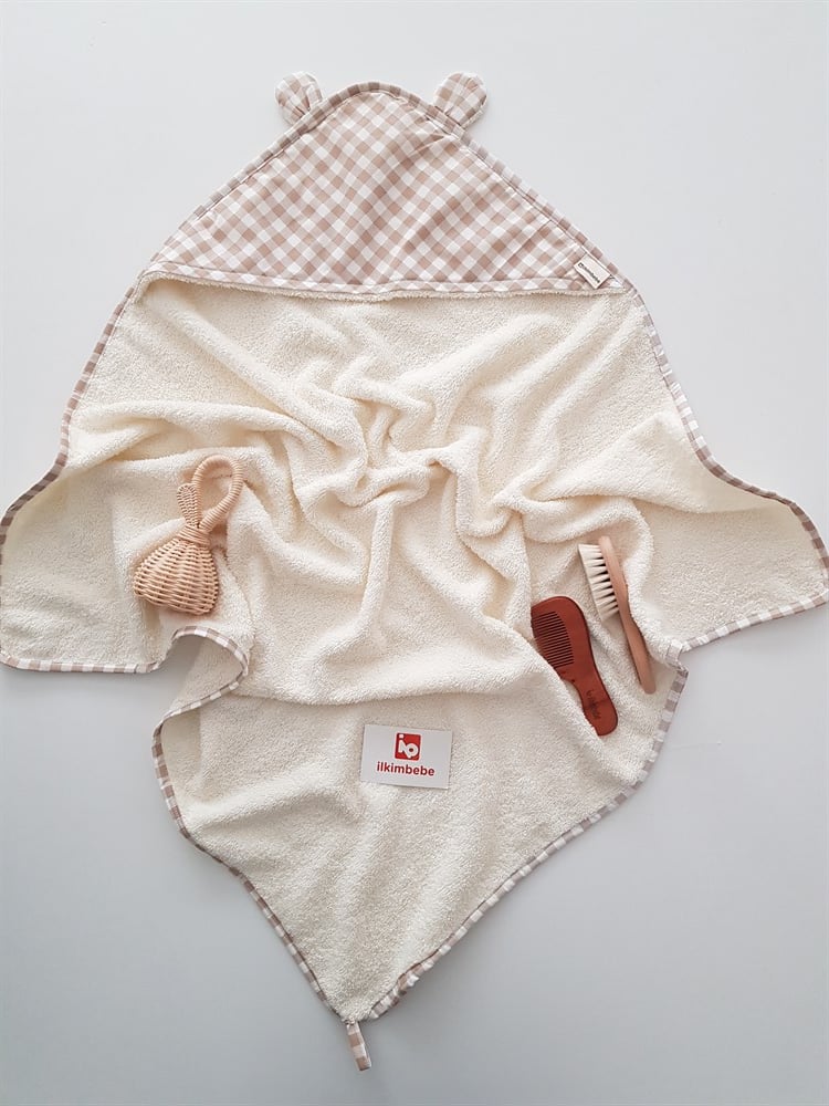 Ekose Desen Bebek Havlusu 80x80 - Erkek Bebek
