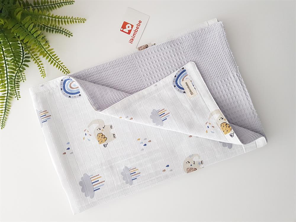 Filli Pikeli Bebek Battaniyesi ve Kulaklı Yastık Seti 85x90