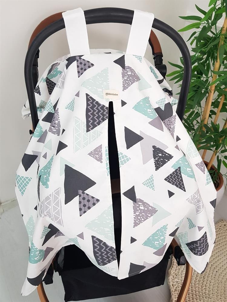 Geometrik , Yıldızlı Çift Taraflı Bebek Puset Örtüsü