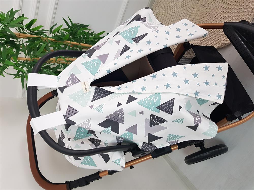 Geometrik , Yıldızlı Çift Taraflı Bebek Puset Örtüsü