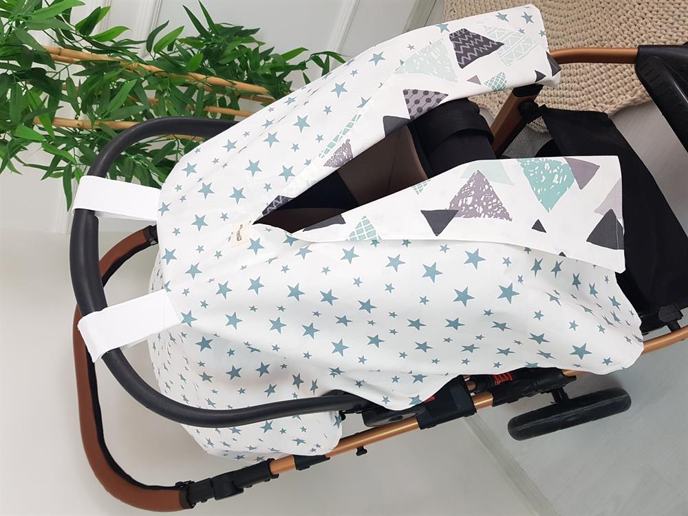 Geometrik , Yıldızlı Çift Taraflı Bebek Puset Örtüsü