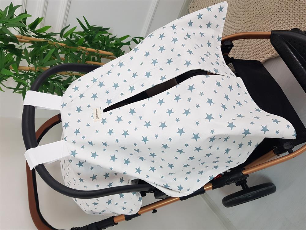 Geometrik , Yıldızlı Çift Taraflı Bebek Puset Örtüsü