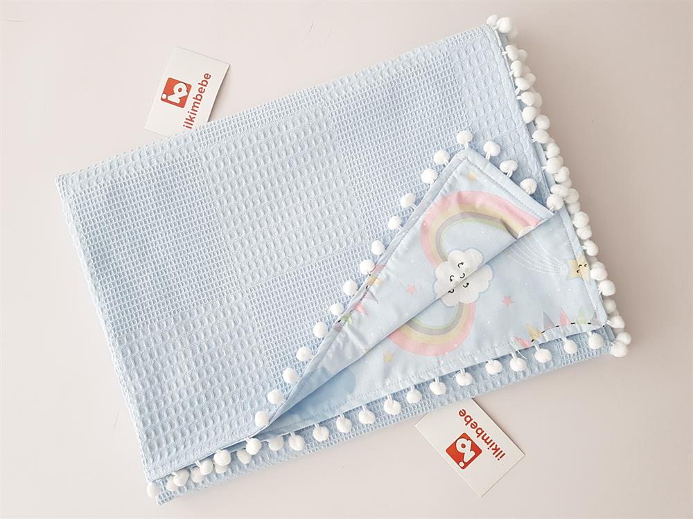 Gökkuşağı Bulut Pikeli Bebek Battaniyesi 85x90