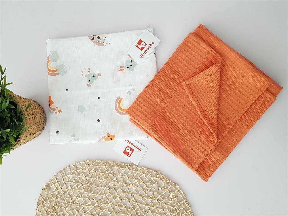 Gökkuşağı Müslin Pike 2li Bebek Battaniyesi