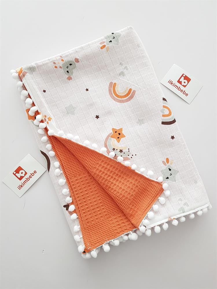 Gökkuşağı Pikeli Bebek Battaniyesi 85x90