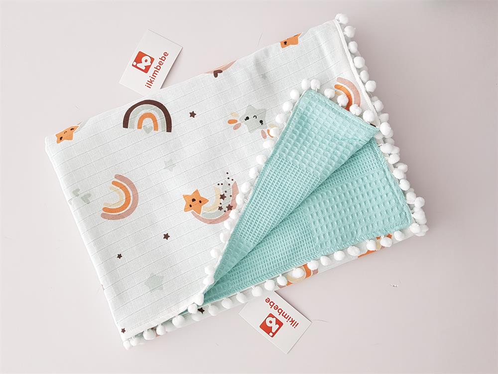 Gökkuşağı Pikeli Bebek Battaniyesi 85x90