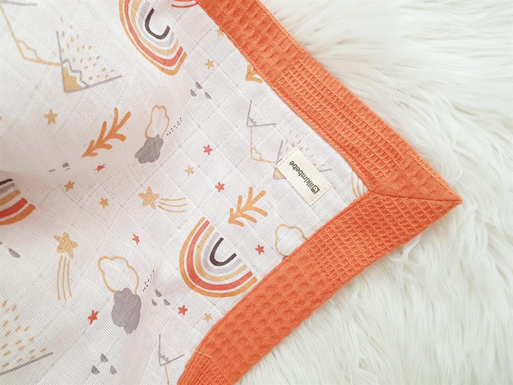 Gökkuşağı Pikeli Çift Kat Bebek Battaniyesi 85x90