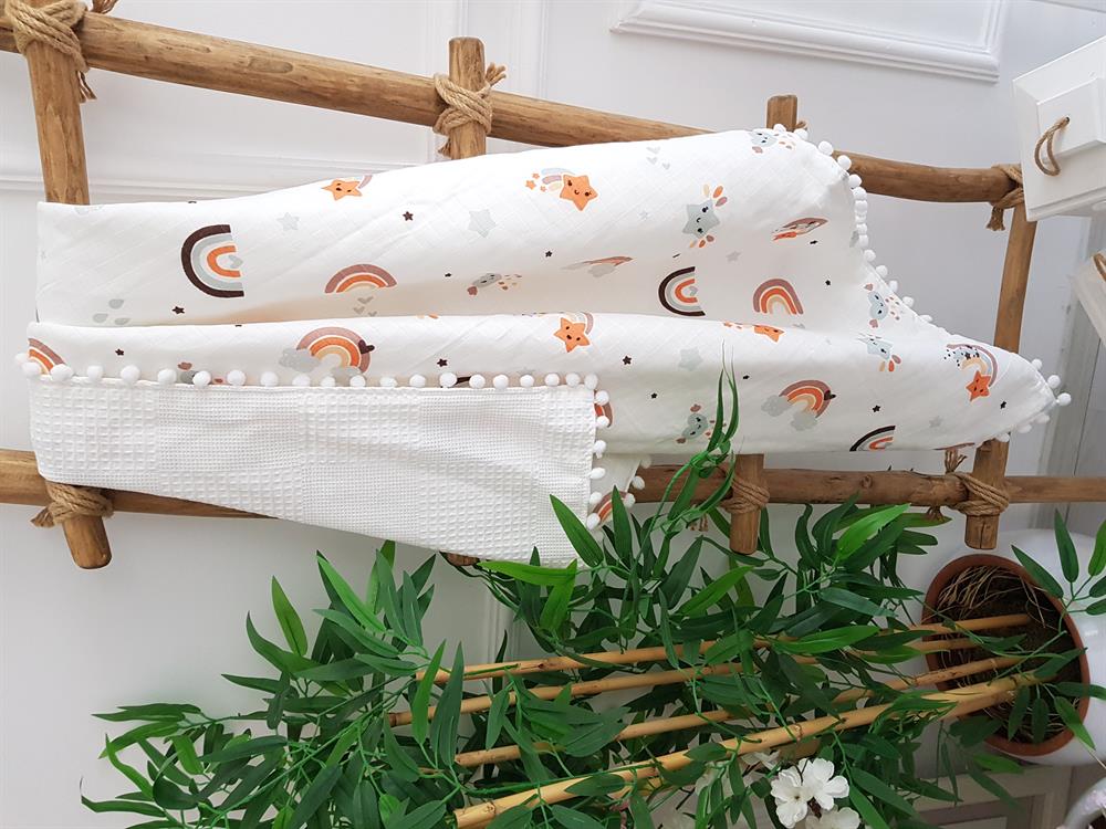 Gökkuşağı Pikeli Bebek Battaniyesi 85x90