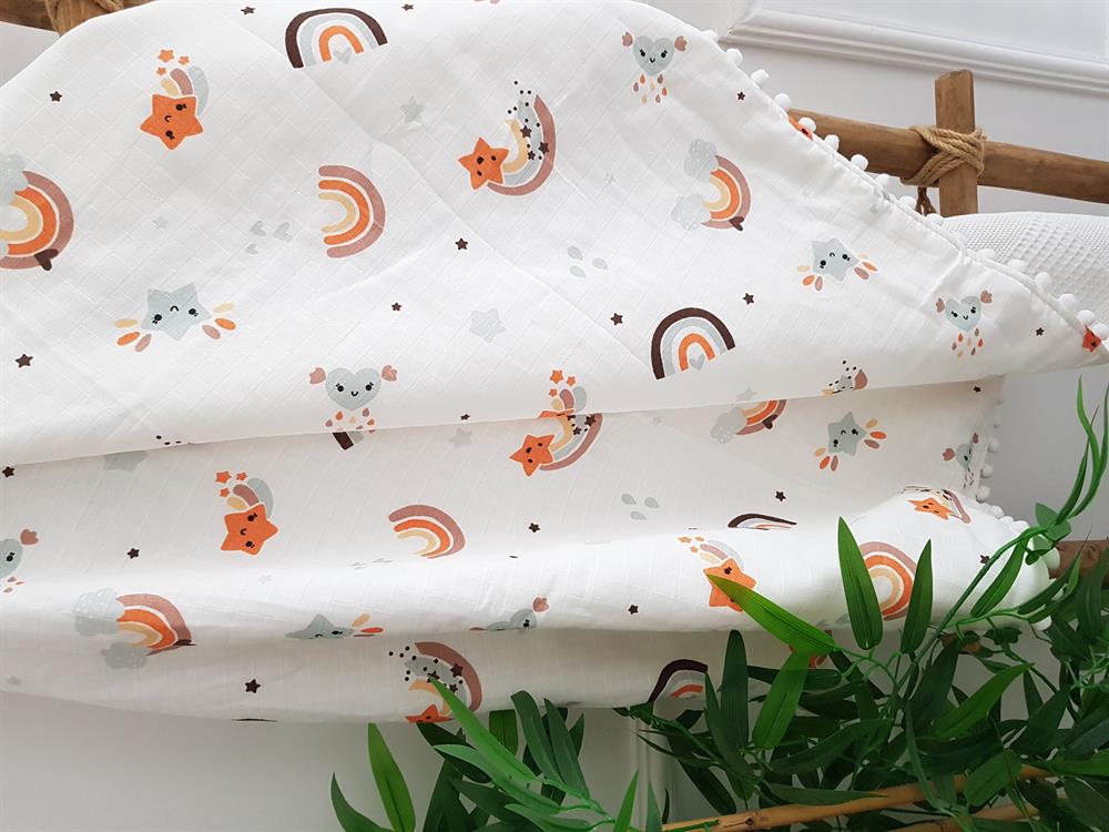 Gökkuşağı Pikeli Bebek Battaniyesi 85x90