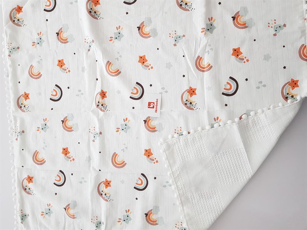 Gökkuşağı Pikeli Bebek Battaniyesi 85x90