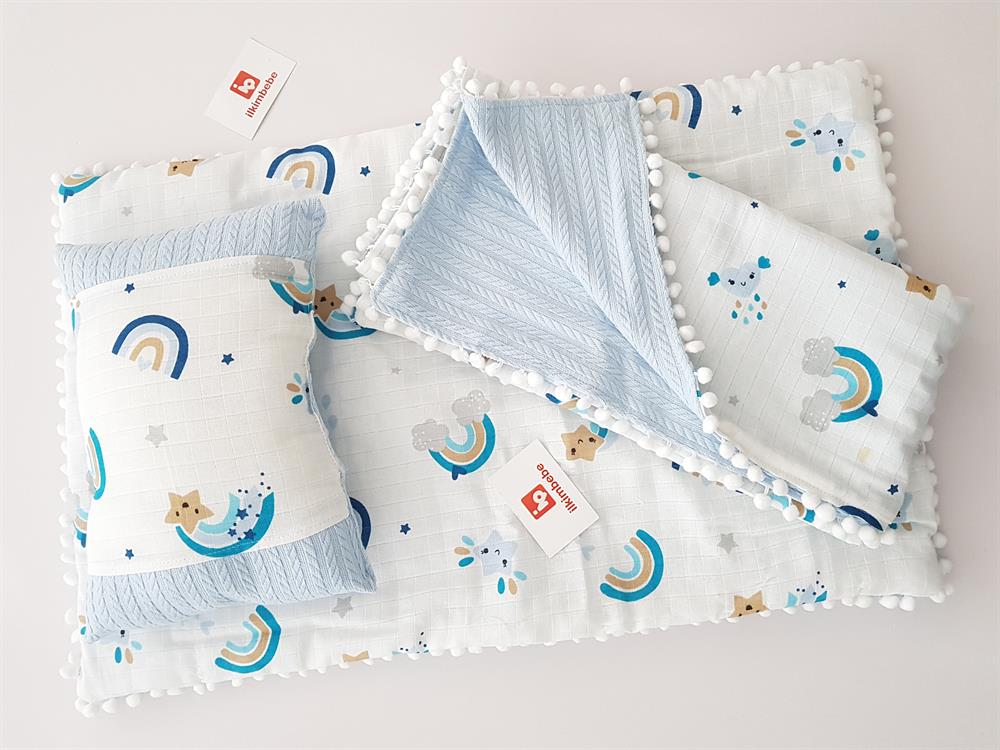 Gööküşağı Desenli Pikeli 3lü Alt Açma