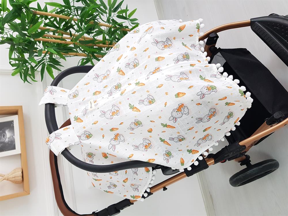 Havuçlu Fermuarlı Müslin Puset Örtüsü ve Minderi