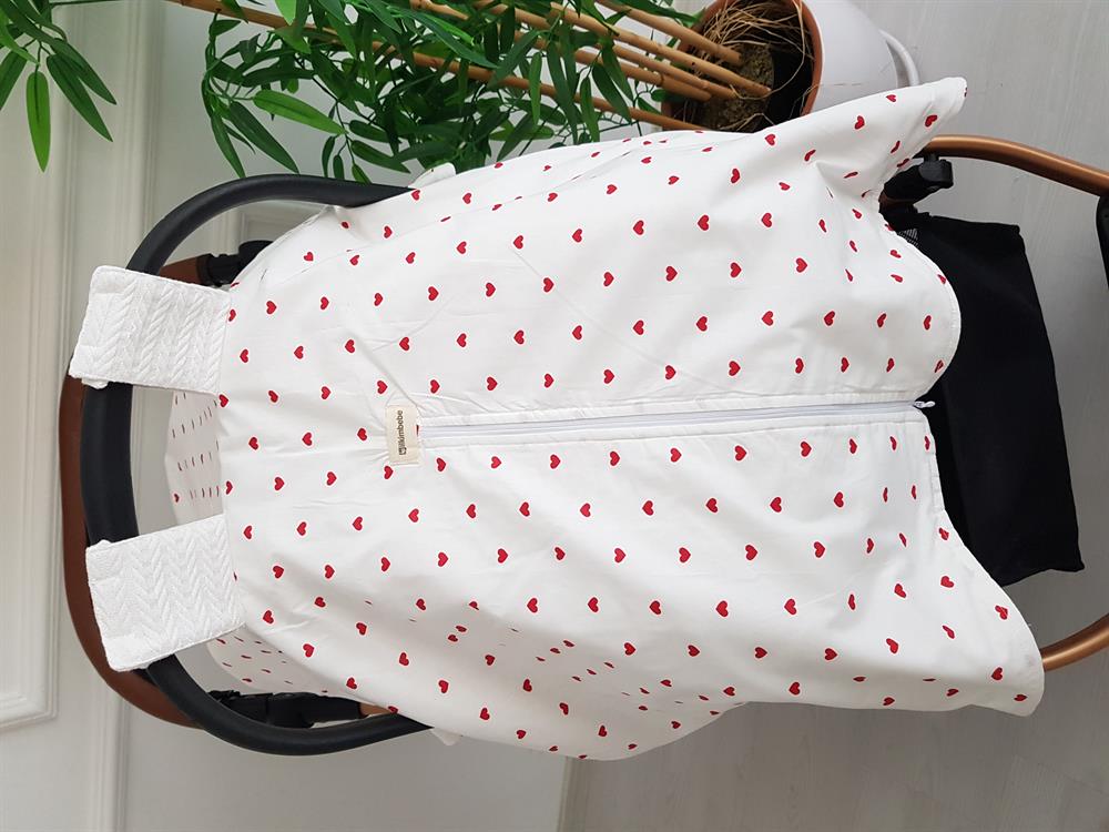 Kalpli Fermuarlı Pikeli Bebek Puset Örtüsü ve Minderi