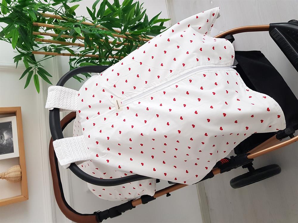 Kalpli Fermuarlı Pikeli Bebek Puset Örtüsü ve Minderi