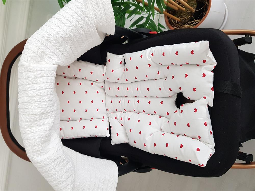 Kalpli Fermuarlı Pikeli Bebek Puset Örtüsü ve Minderi