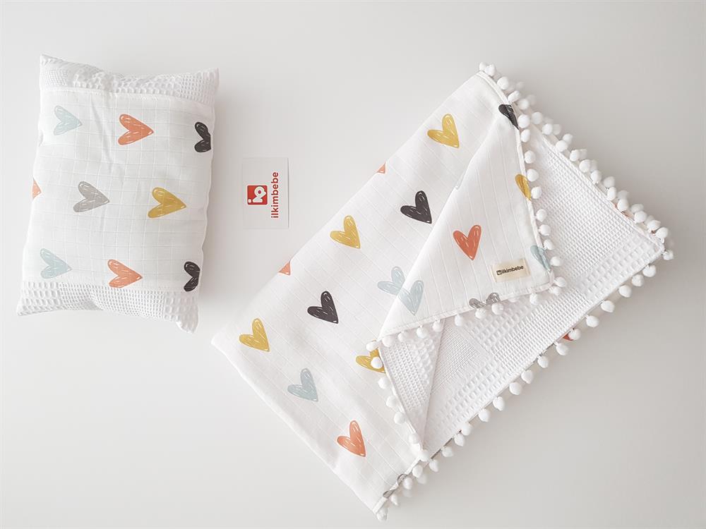 Kalpli Pikeli Bebek Battaniyesi ve Yastık Seti 85x90