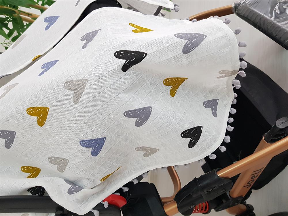 Kalpli Ponponlu Bebek Puset Örtüsü