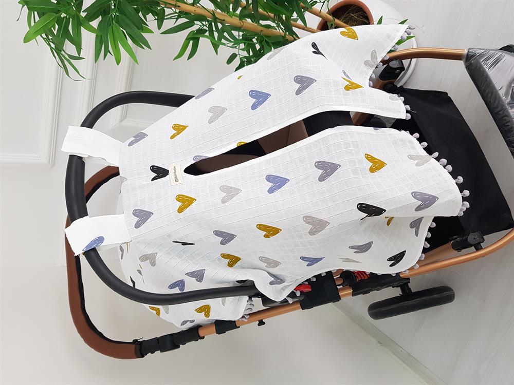 Kalpli Ponponlu Bebek Puset Örtüsü