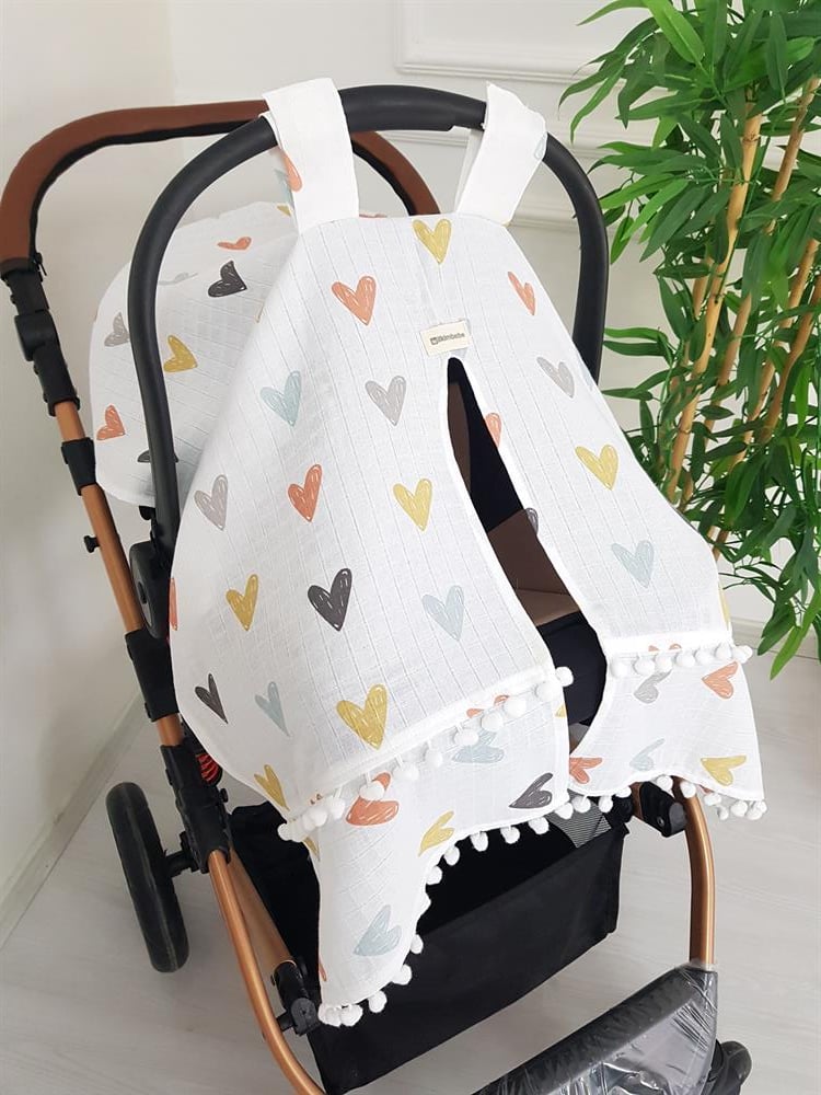 Kalpli Ponponlu Bebek Puset Örtüsü