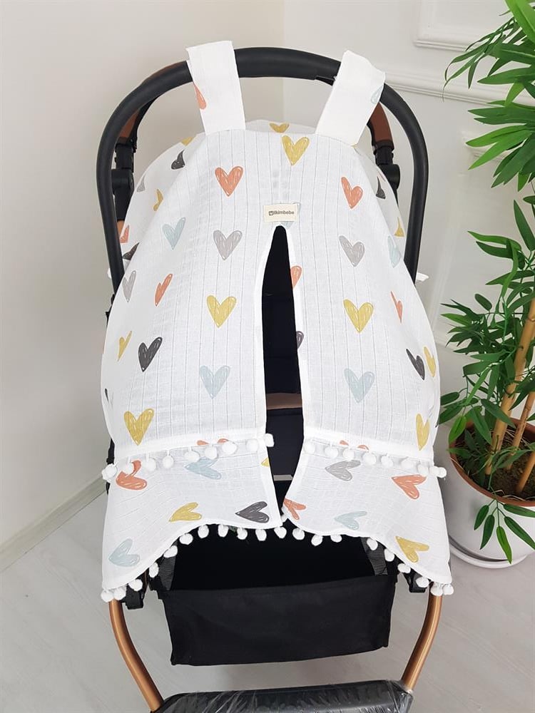 Kalpli Ponponlu Bebek Puset Örtüsü