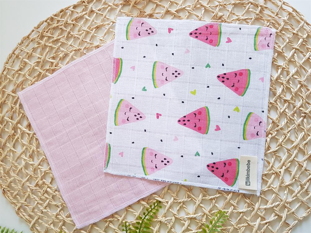 Karpuzlu 7li Müslin Bebek Ağız Silme Mendili