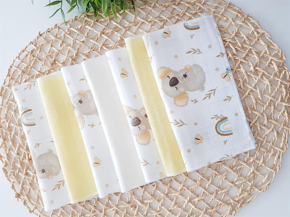 Koala 7li Müslin Bebek Ağız Silme Mendili