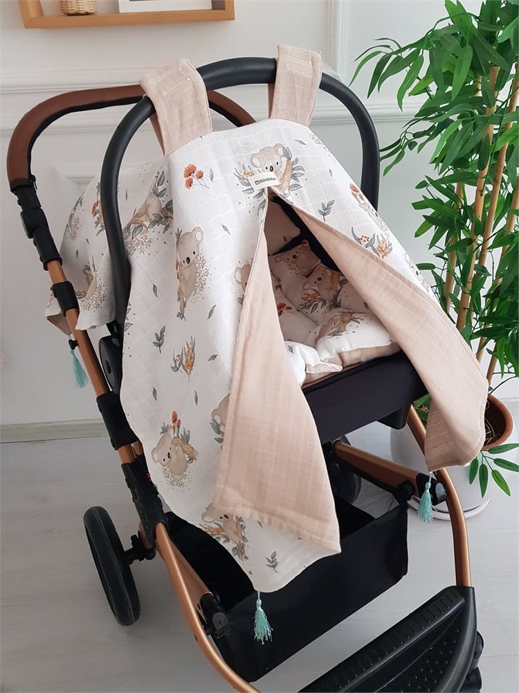 Koala Çift Taraflı Bebek Puset Örtüsü , Puset Minderi - Çift Taraflı Minderli Puset Örtüsü