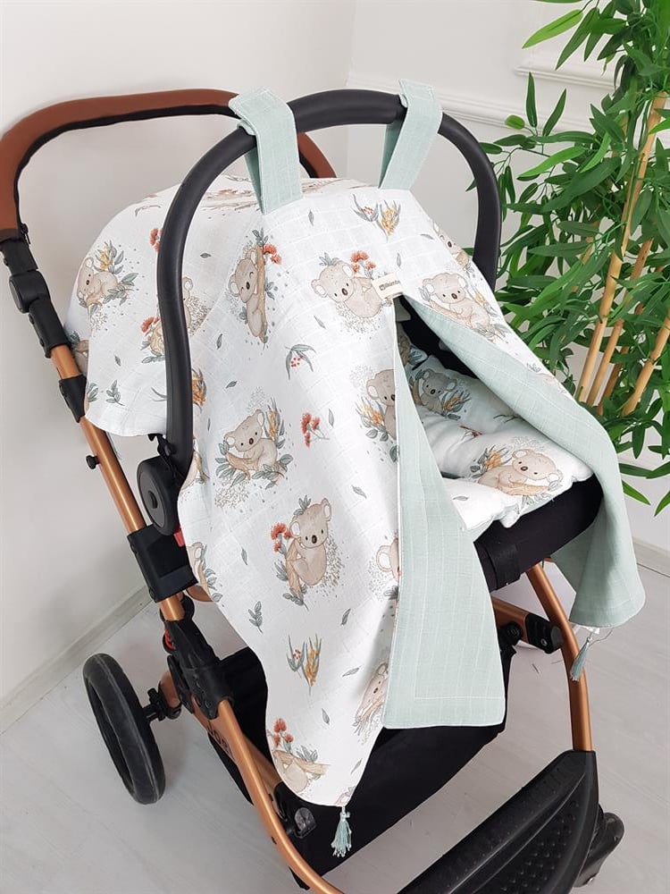 Koala Çift Taraflı Bebek Puset Örtüsü , Puset Minderi